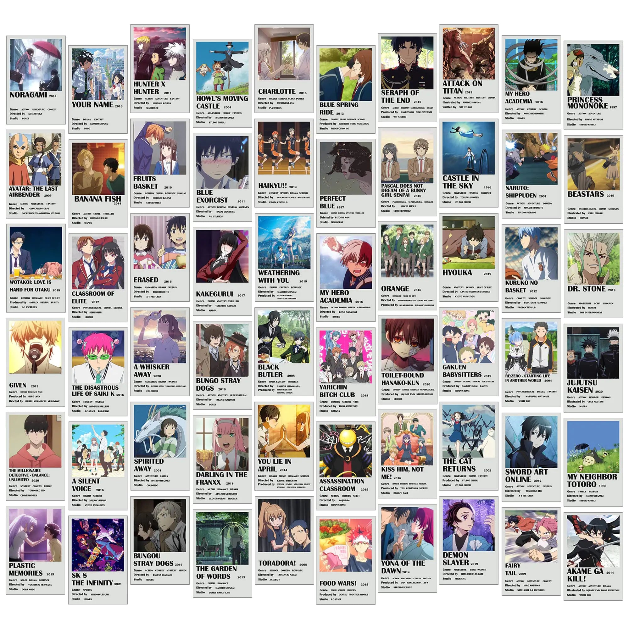 60 Piece Anime Polaroids
