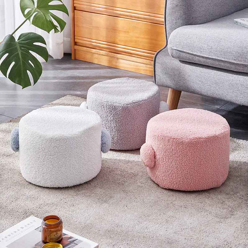 Small Fuzzy Round Stool