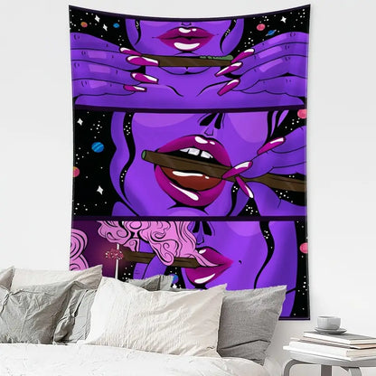 Galaxy Goddess Purple Tapestry