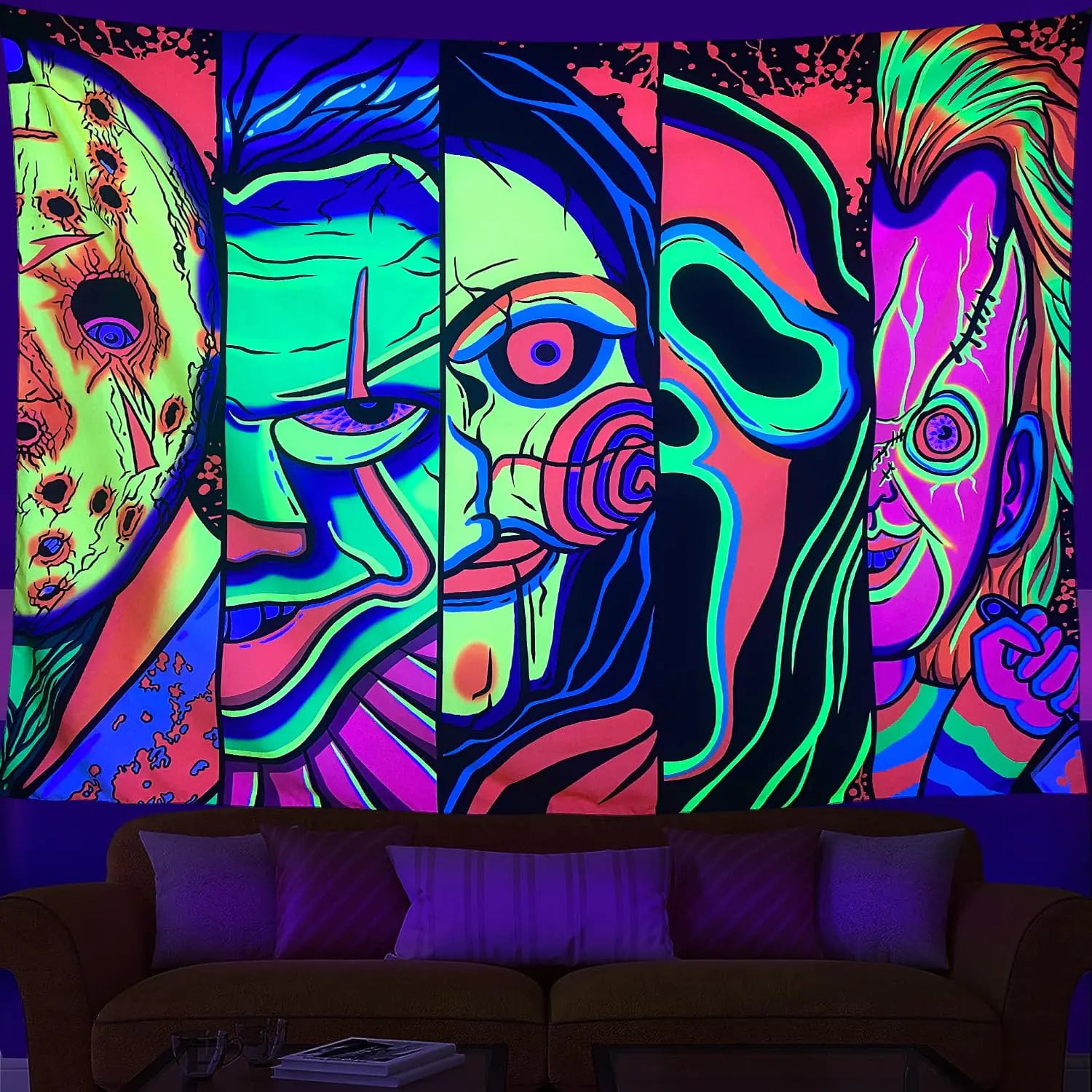 Glow in The Dark Black Light Art Tapestry